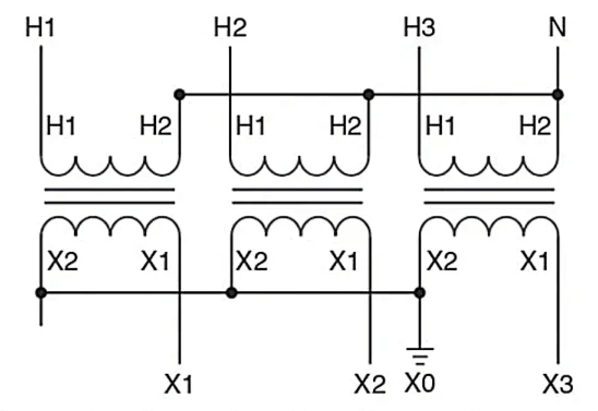 Connection Diagram for Wye/Wye Transformer