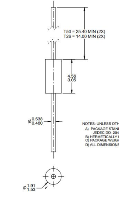 1N4448 Package Dimensions