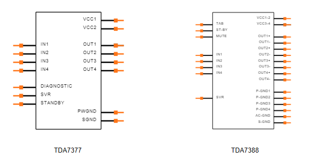 Symbols of TDA7377 vs. TDA7388