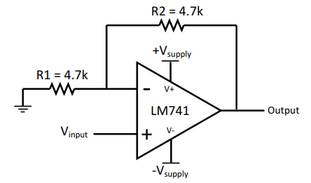 LM741CN Noninverting Amplifier Circuit